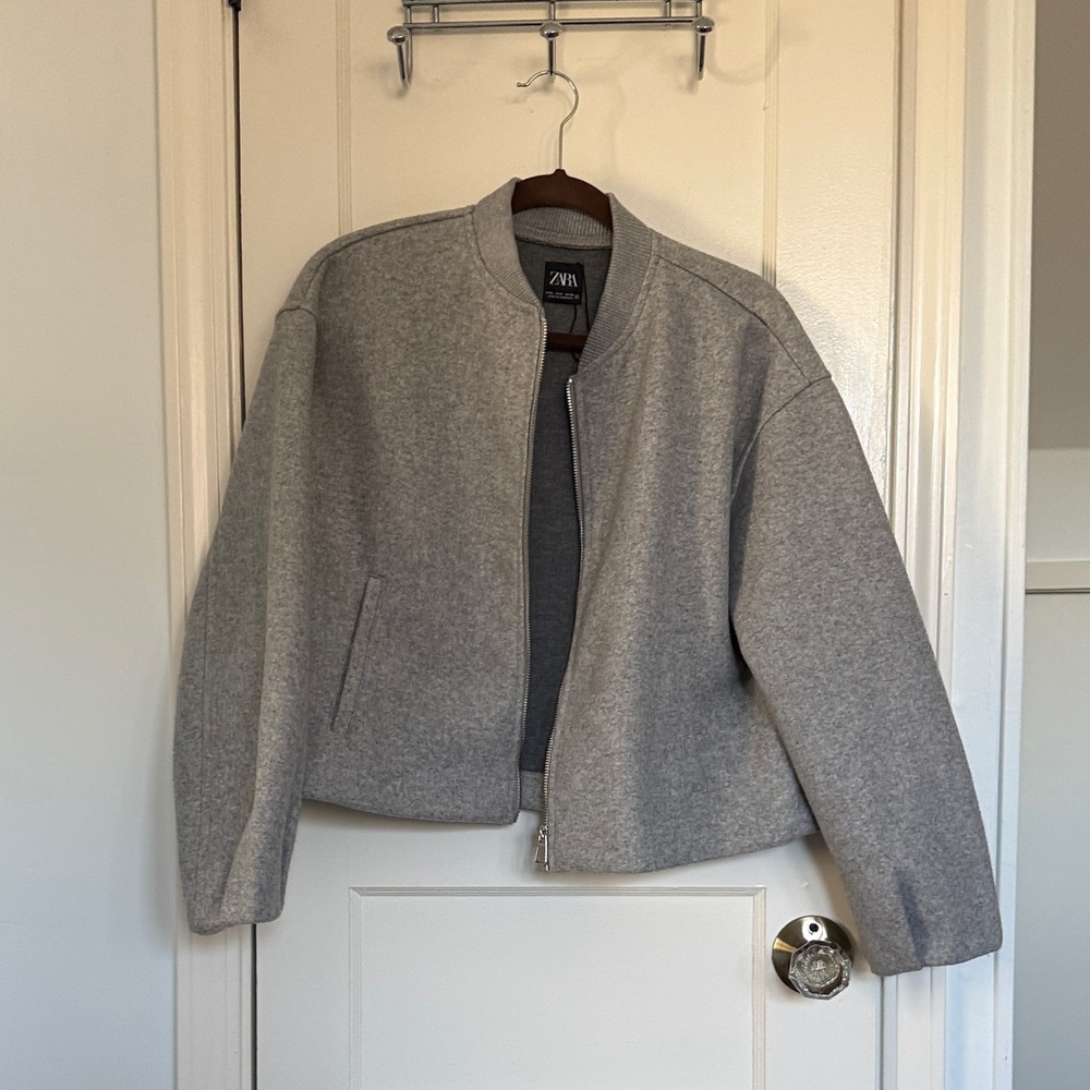 Zara Light Gray Women's Bomber Jacket